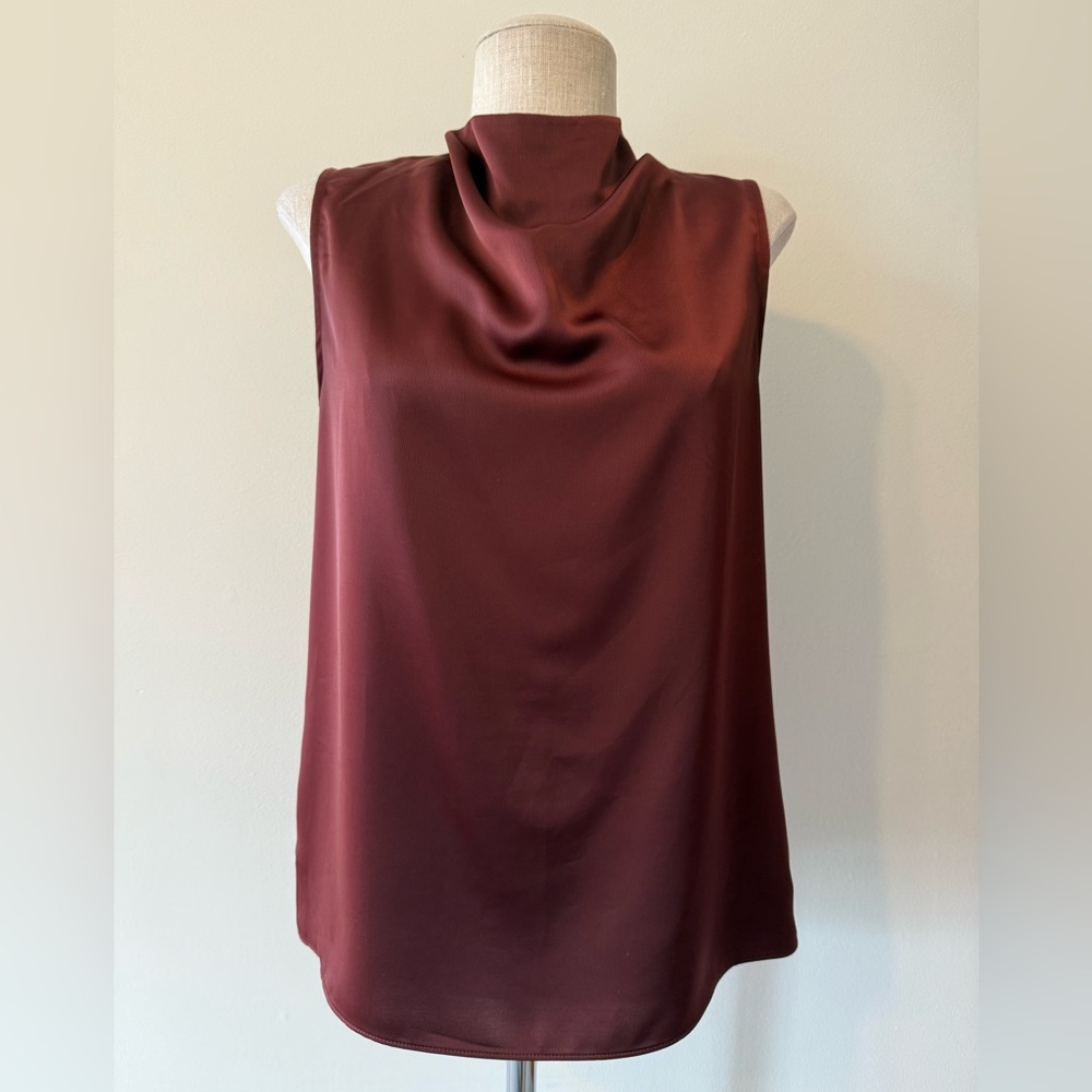 H&M Burgundy Cowl-Neck Satin Top